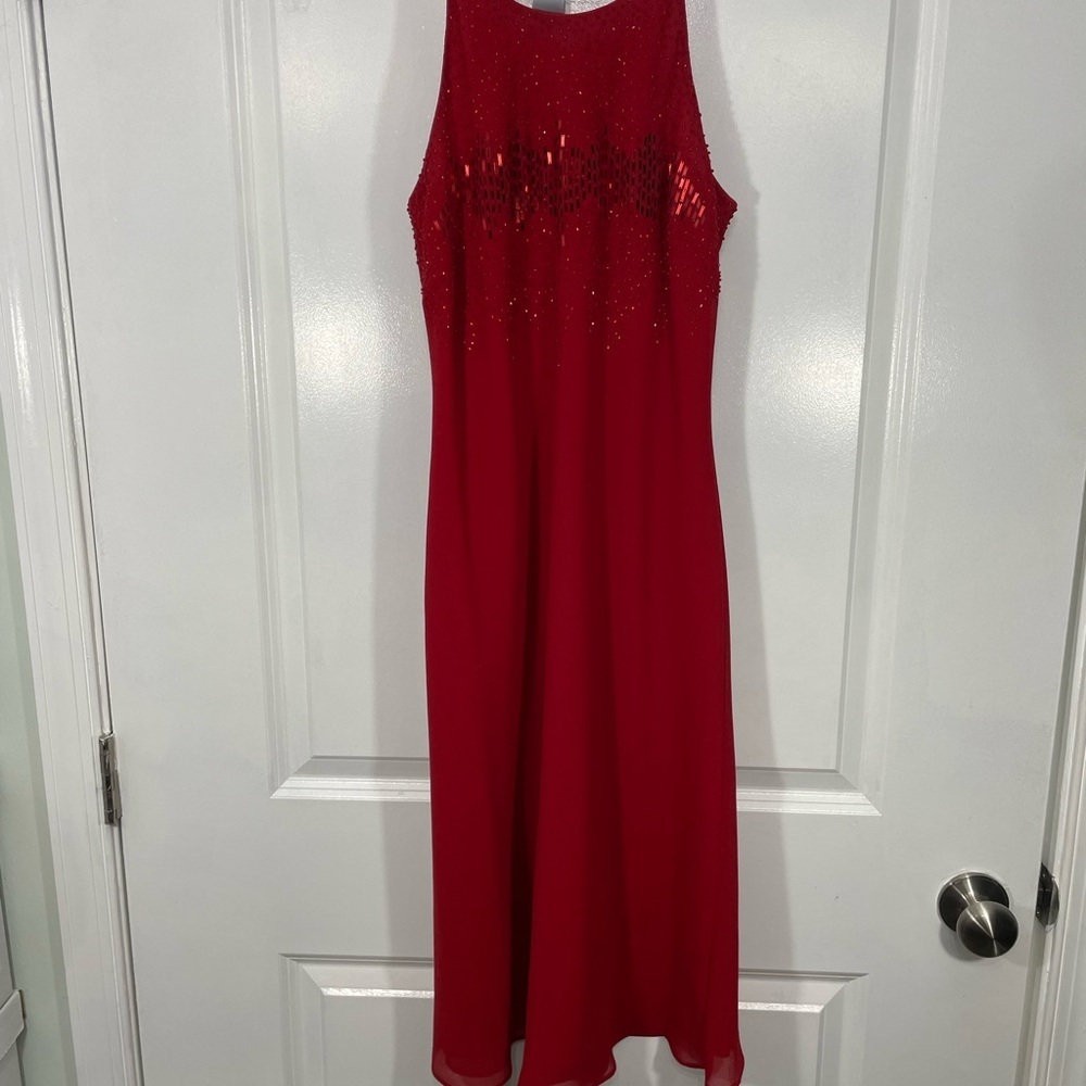 Catchet Elegant Red Sleeveless Dress Sequins Size 6 CB-H